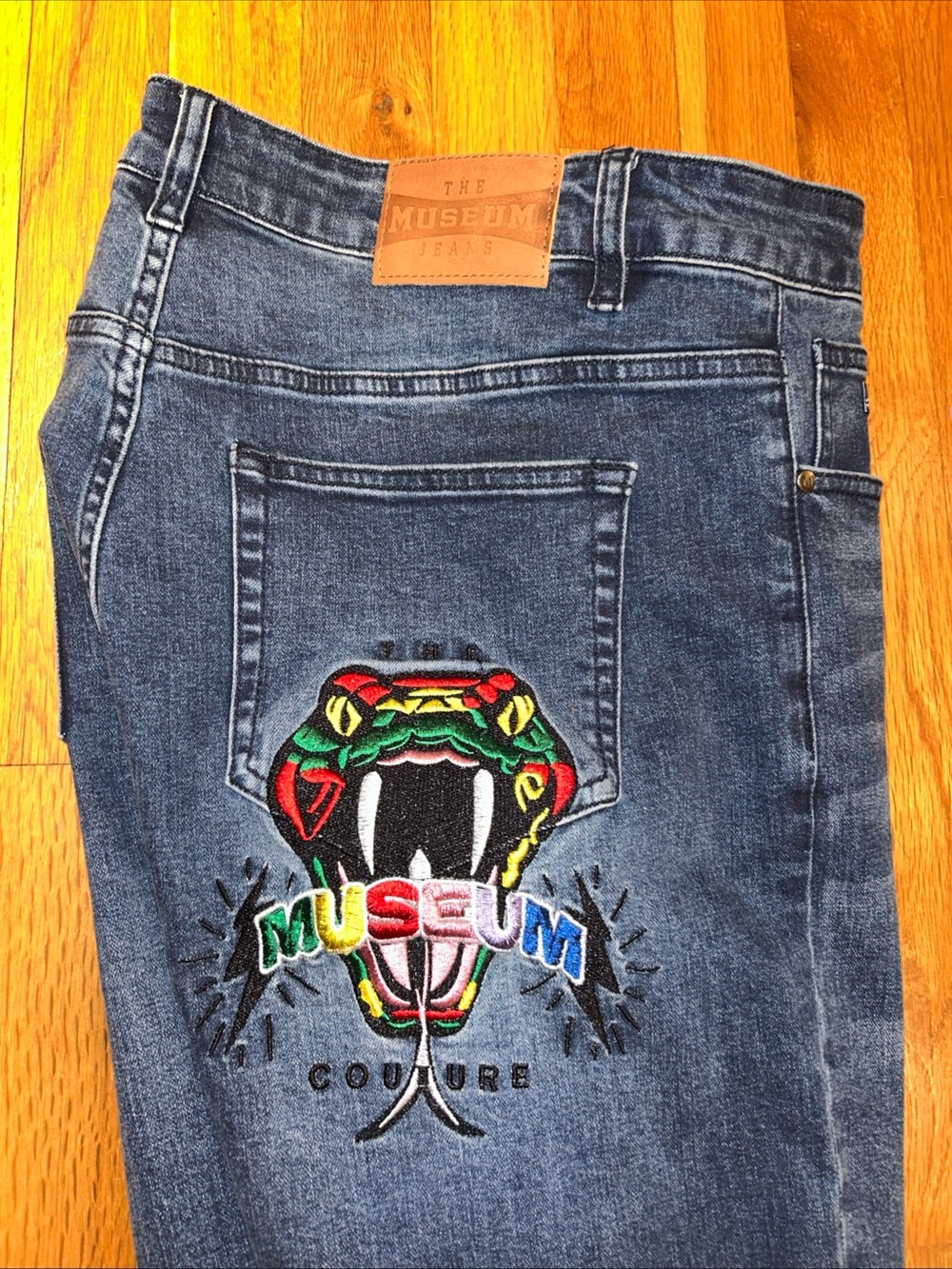 The Museum Jeans - couture Multi Colored Snake Embroidered Denim (33x30)